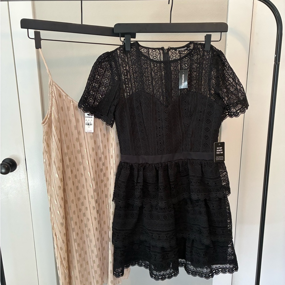 NWT Express Black Lace Dress and Beige Slip Dress